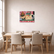 Unframed poster print of Henri Matisse's Reclining Nude Back displayed on a dining room wall
