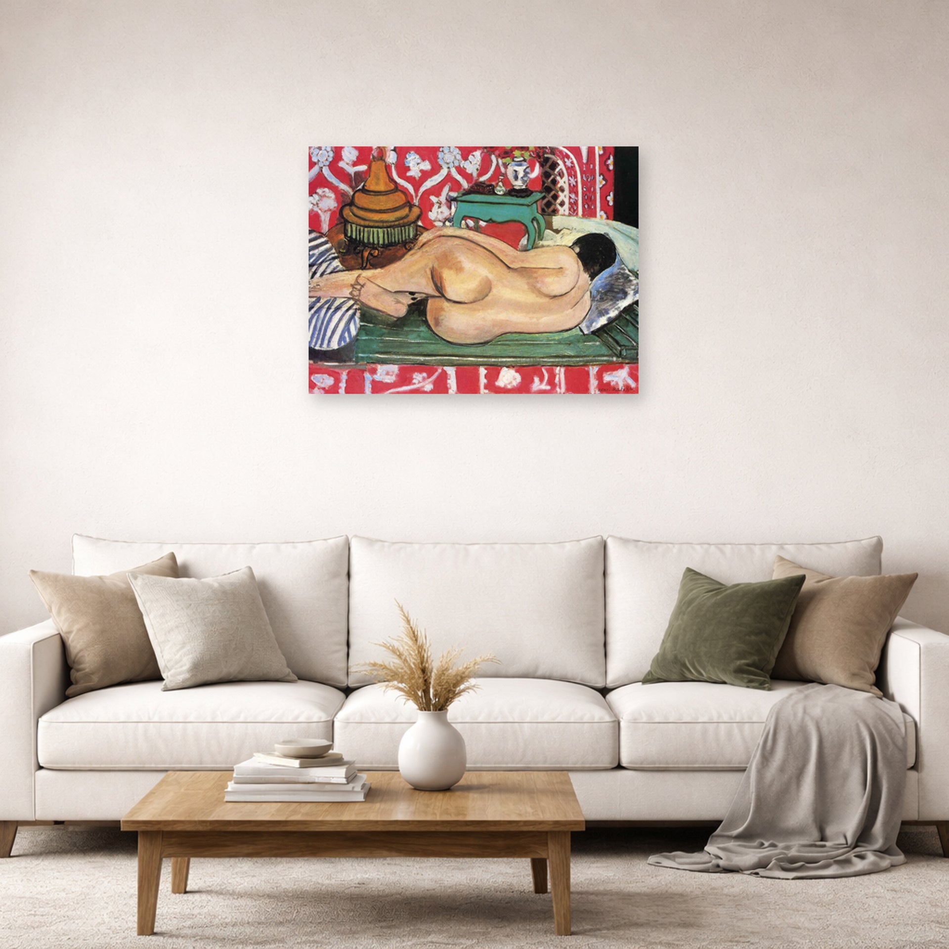 Unframed poster print of Henri Matisse's Reclining Nude Back displayed in a living room, view 2