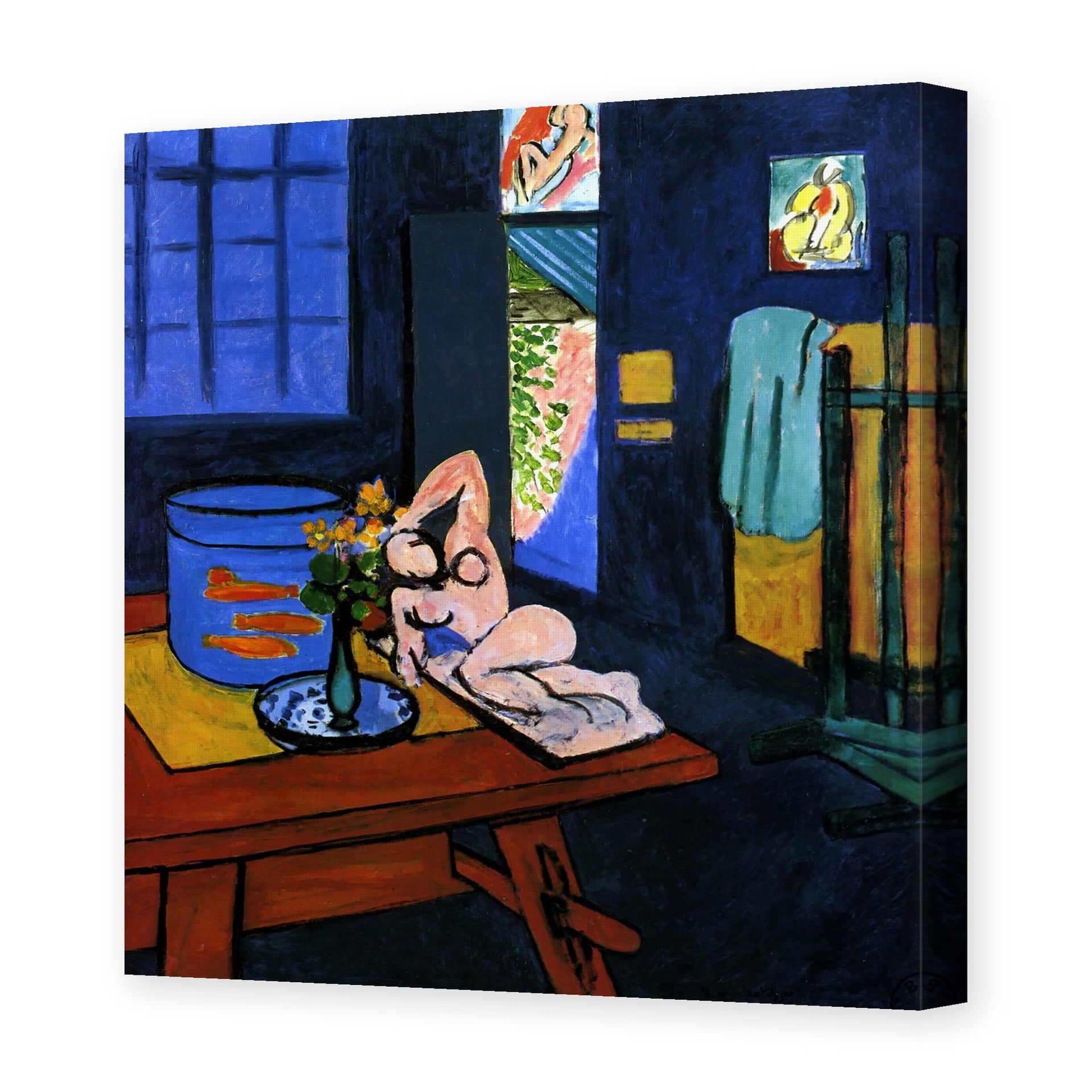 Henri Matisse's Red Fish in Interior painting reproduced as a gallery-wrapped canvas print