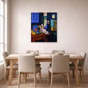 Gallery-wrapped canvas print of Henri Matisse's Red Fish in Interior hanging on a dining room wall