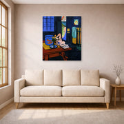 Gallery-wrapped canvas print of Henri Matisse's Red Fish in Interior hanging in a living room, view 1