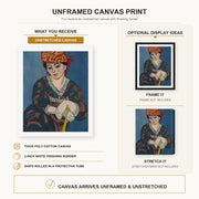 Henri Matisse - Red Madras Headdress canvas print size comparison and framing display infographic