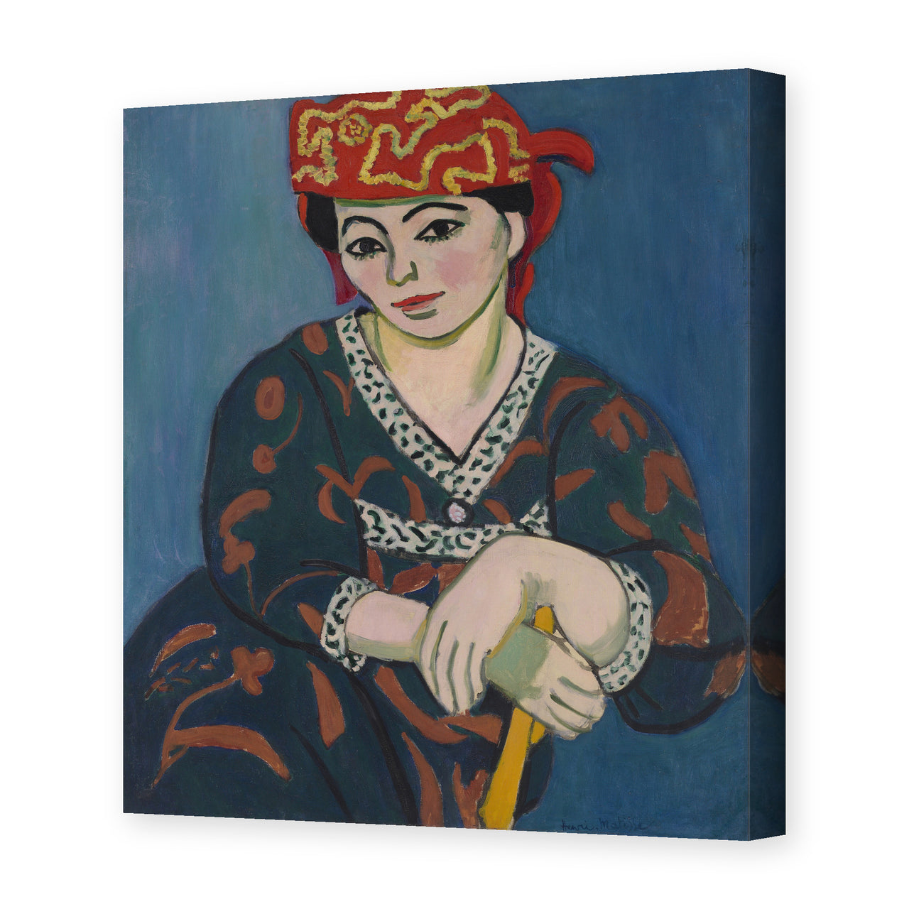 Henri Matisse's Red Madras Headdress painting reproduced as a gallery-wrapped canvas print