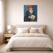 Unframed poster print of Henri Matisse's Red Madras Headdress displayed above a bed in a bedroom