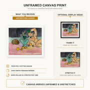 Henri Matisse - Sculpture and Vase with Ivy canvas print size comparison and framing display infographic