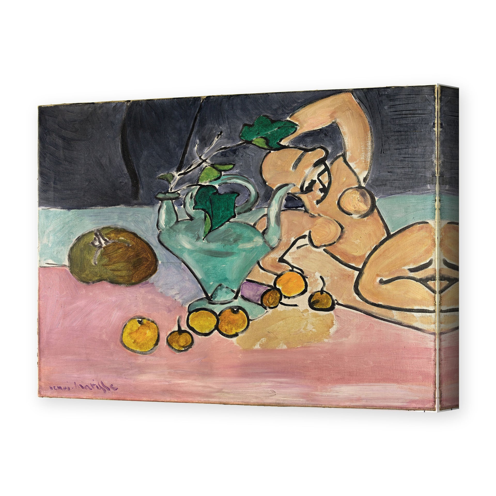 Henri Matisse's Sculpture and Vase with Ivy painting reproduced as a gallery-wrapped canvas print