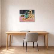 Gallery-wrapped canvas print of Henri Matisse's Sculpture and Vase with Ivy hanging in a home office