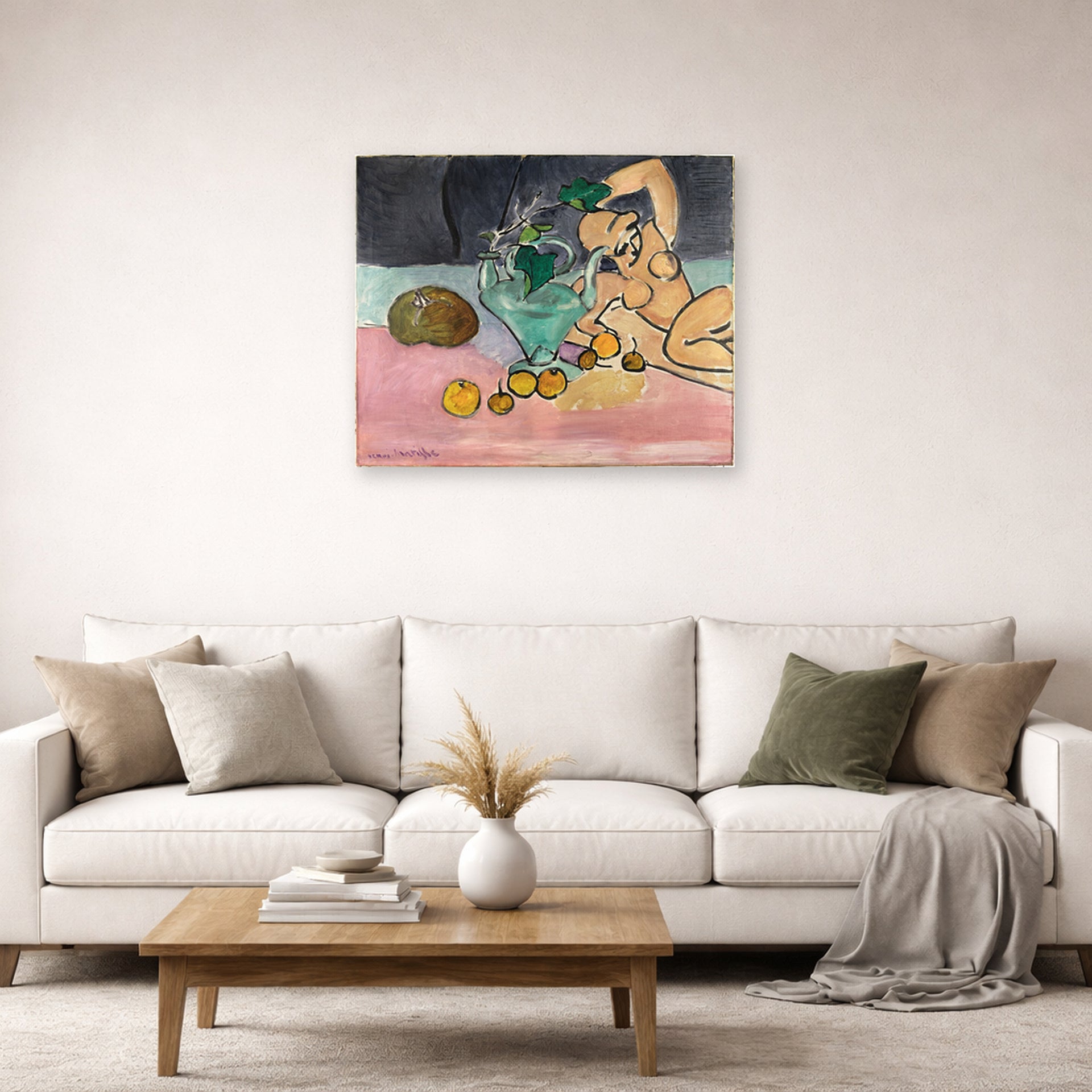 Unframed poster print of Henri Matisse's Sculpture and Vase with Ivy displayed in a living room, view 2