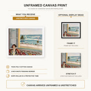 Henri Matisse - Seated Woman Back Turned to the Open Window canvas print size comparison and framing display infographic