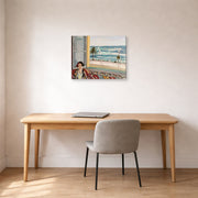 Gallery-wrapped canvas print of Henri Matisse's Seated Woman Back Turned to the Open Window hanging in a home office