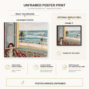 Henri Matisse - Seated Woman Back Turned to the Open Window poster print size comparison display infographic