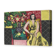 Henri Matisse's Seated Woman with a Vase of Amaryllis painting reproduced as a gallery-wrapped canvas print