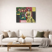 Gallery-wrapped canvas print of Henri Matisse's Seated Woman with a Vase of Amaryllis hanging in a living room, view 2