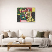 Unframed poster print of Henri Matisse's Seated Woman with a Vase of Amaryllis displayed in a living room, view 2