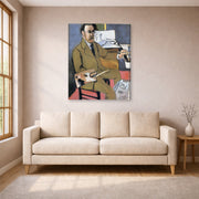 Gallery-wrapped canvas print of Henri Matisse's Self-portrait hanging in a living room, view 1