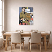 Unframed poster print of Henri Matisse's Self-portrait displayed on a dining room wall