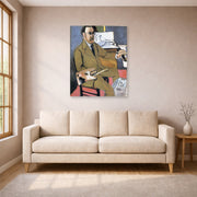 Unframed poster print of Henri Matisse's Self-portrait displayed in a living room, view 1