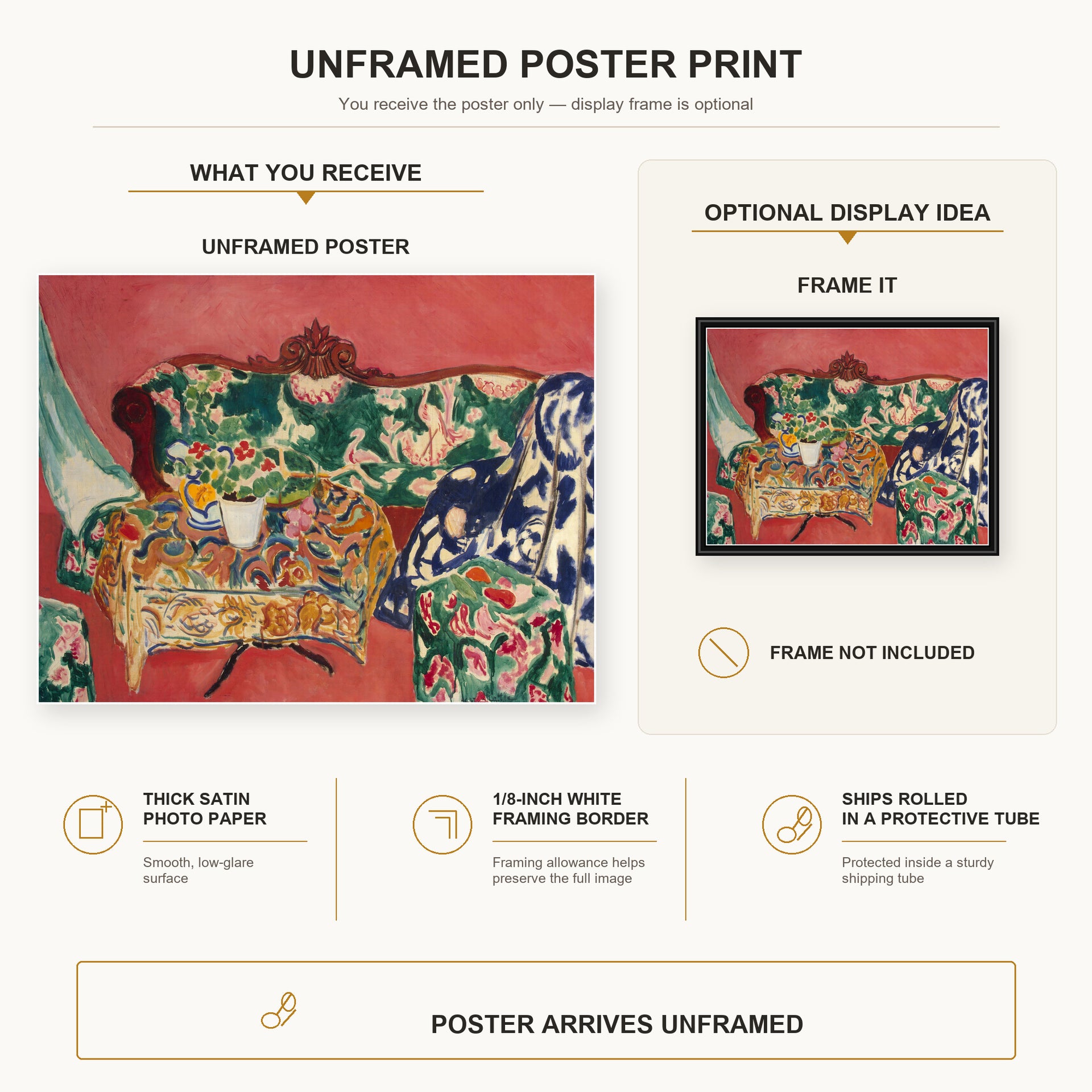 Henri Matisse - Seville Still Life poster print size comparison display infographic