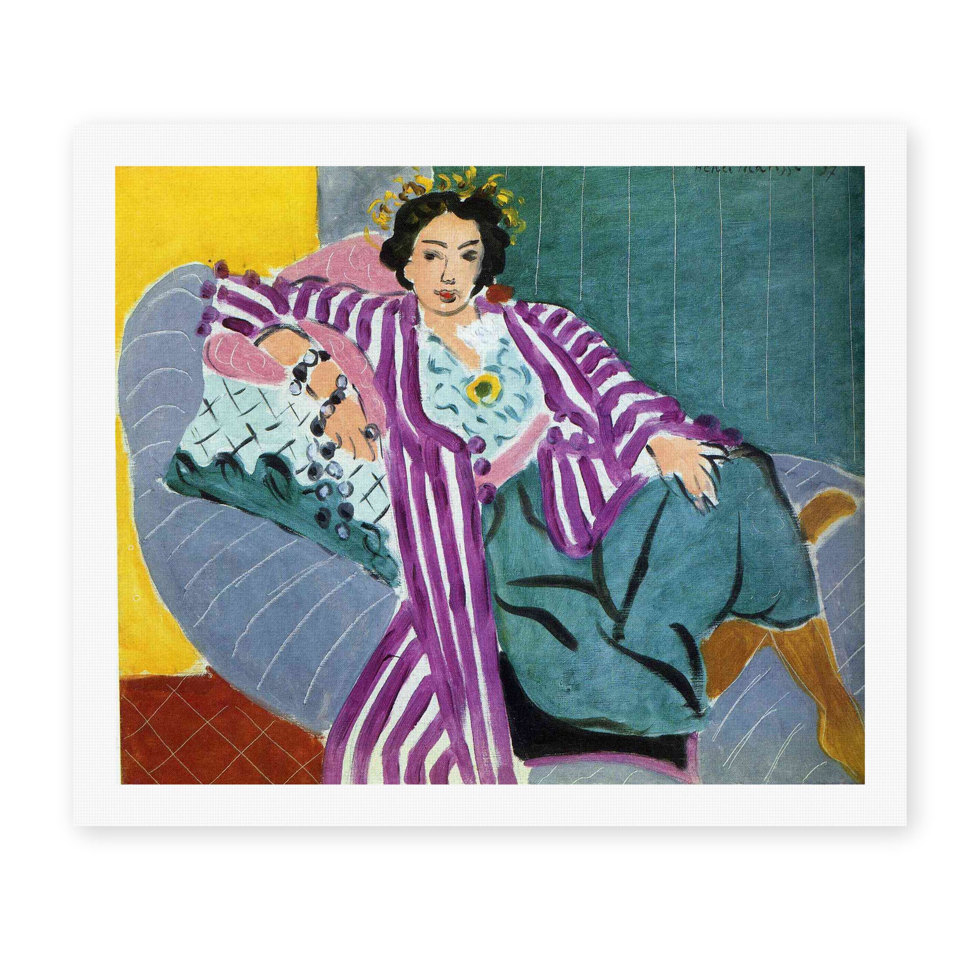 Henri Matisse's Small Odalisque in Purple Robe painting reproduced as a rolled canvas print