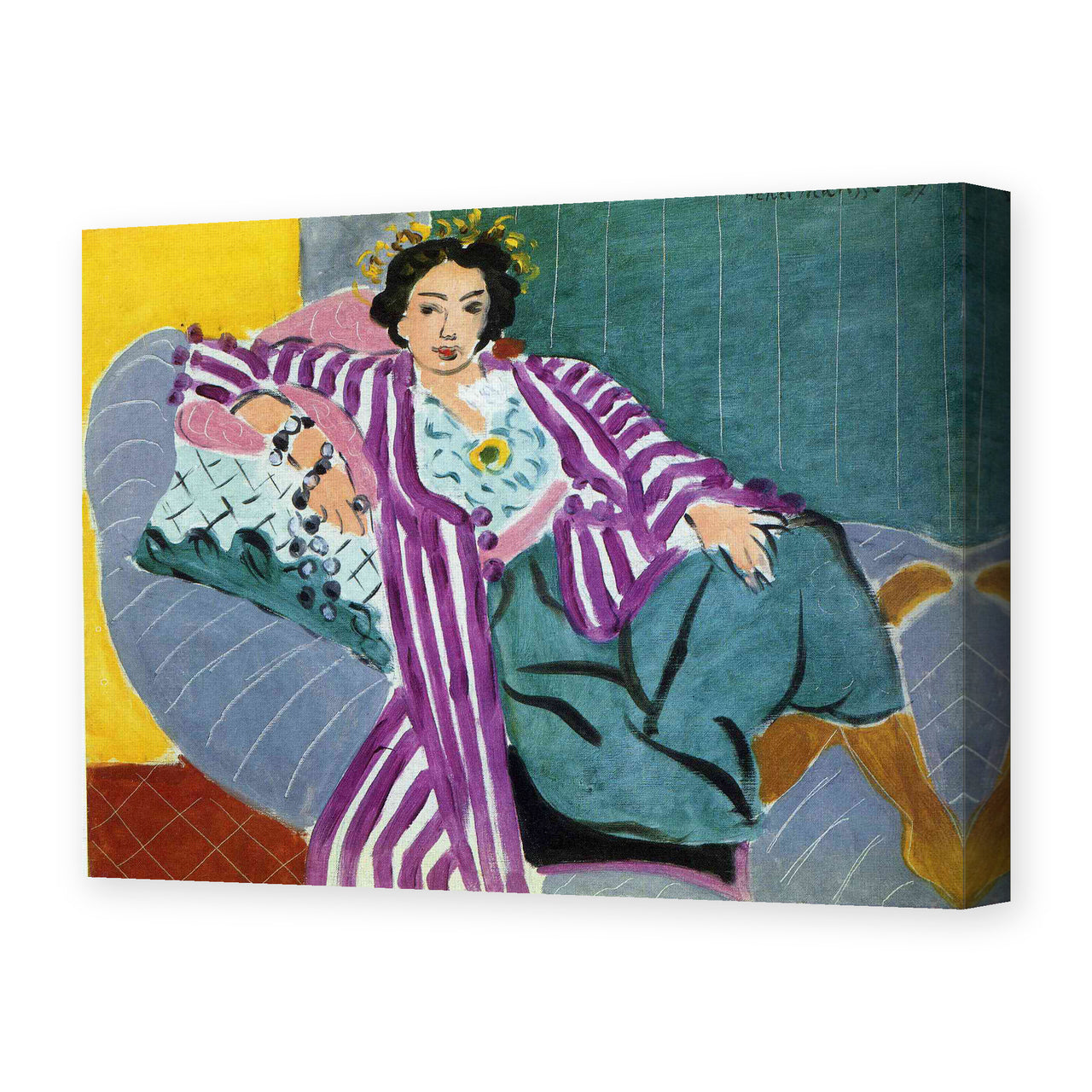 Henri Matisse's Small Odalisque in Purple Robe painting reproduced as a gallery-wrapped canvas print