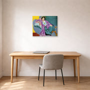 Gallery-wrapped canvas print of Henri Matisse's Small Odalisque in Purple Robe hanging in a home office