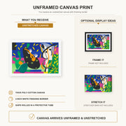 Henri Matisse - Sorrow of the King canvas print size comparison and framing display infographic