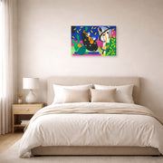 Gallery-wrapped canvas print of Henri Matisse's Sorrow of the King hanging above a bed in a bedroom