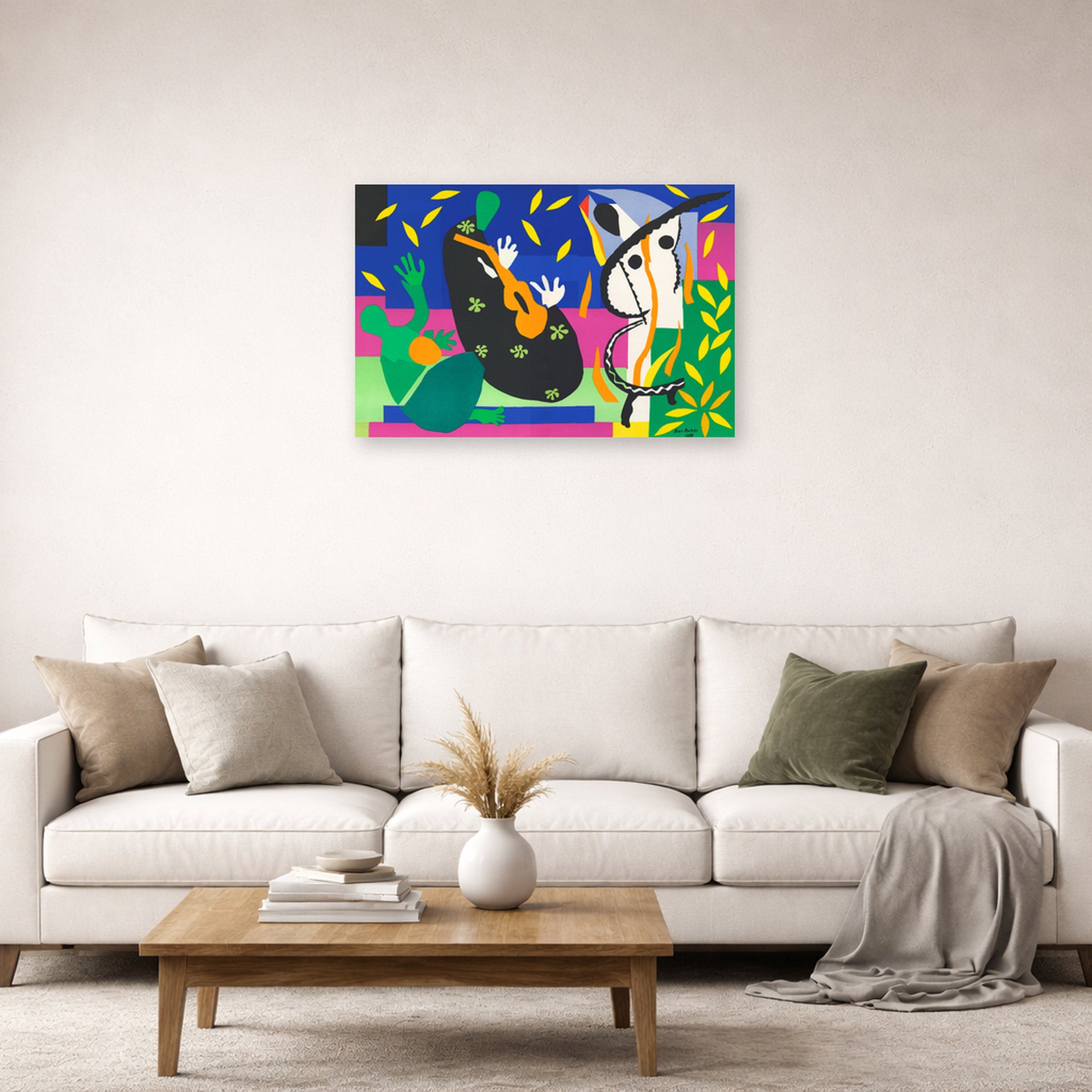 Unframed poster print of Henri Matisse's Sorrow of the King displayed in a living room, view 2