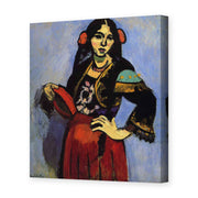 Henri Matisse's Spanish Woman with a Tambourine painting reproduced as a gallery-wrapped canvas print