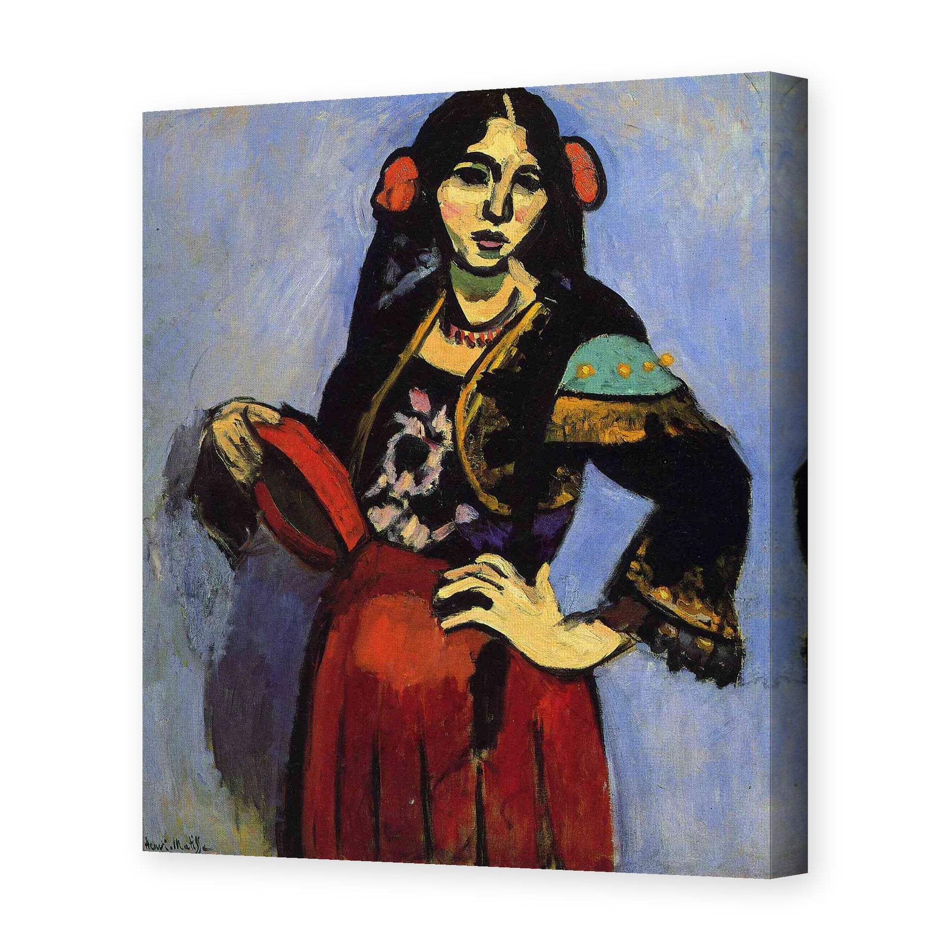 Henri Matisse's Spanish Woman with a Tambourine painting reproduced as a gallery-wrapped canvas print