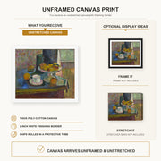 Henri Matisse - Still Life Compote, Apples, and Oranges canvas print size comparison and framing display infographic