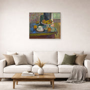 Unframed poster print of Henri Matisse's Still Life Compote, Apples, and Oranges displayed in a living room, view 2