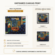 Henri Matisse - Still Life with Aubergines canvas print size comparison and framing display infographic