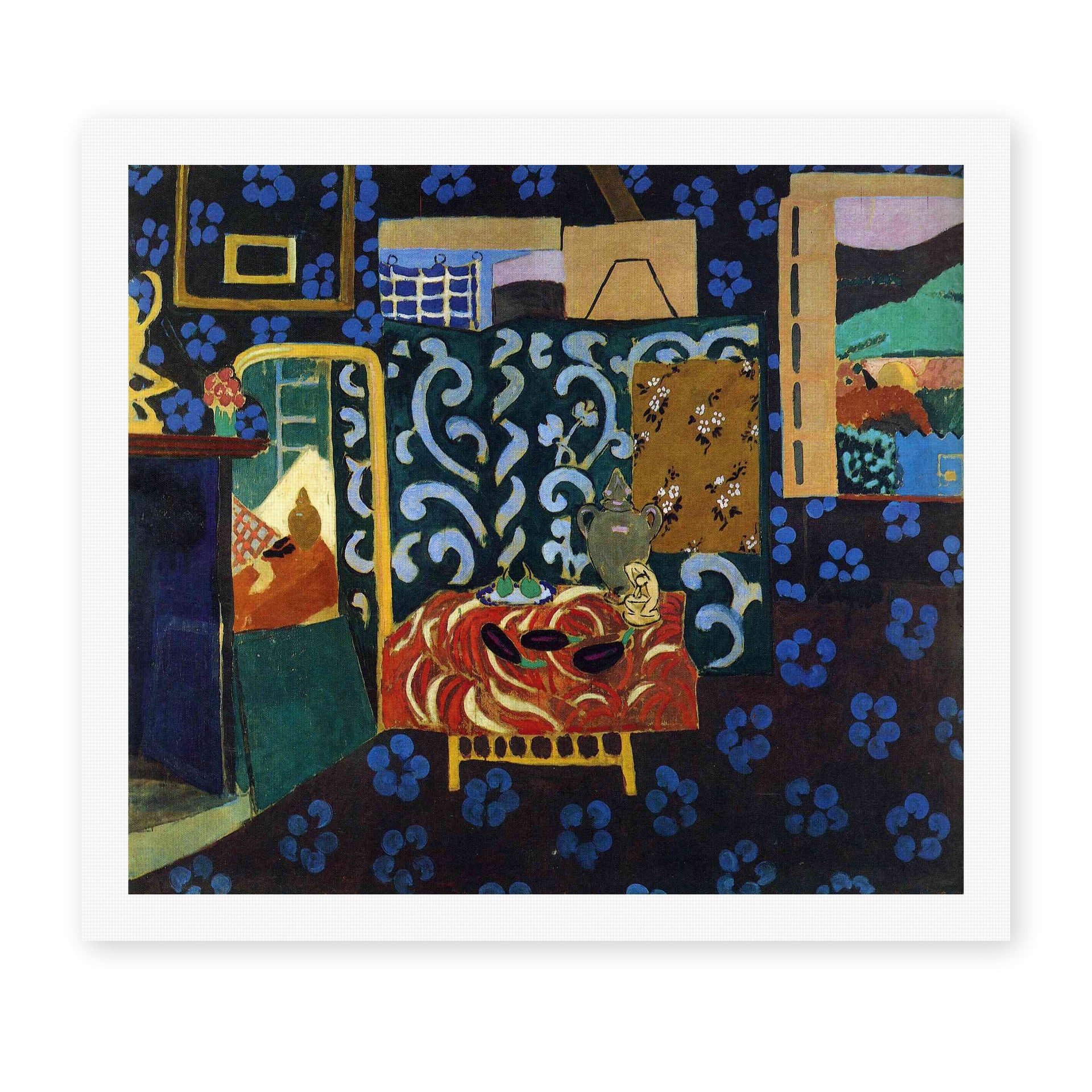 Henri Matisse's Still Life with Aubergines painting reproduced as a rolled canvas print