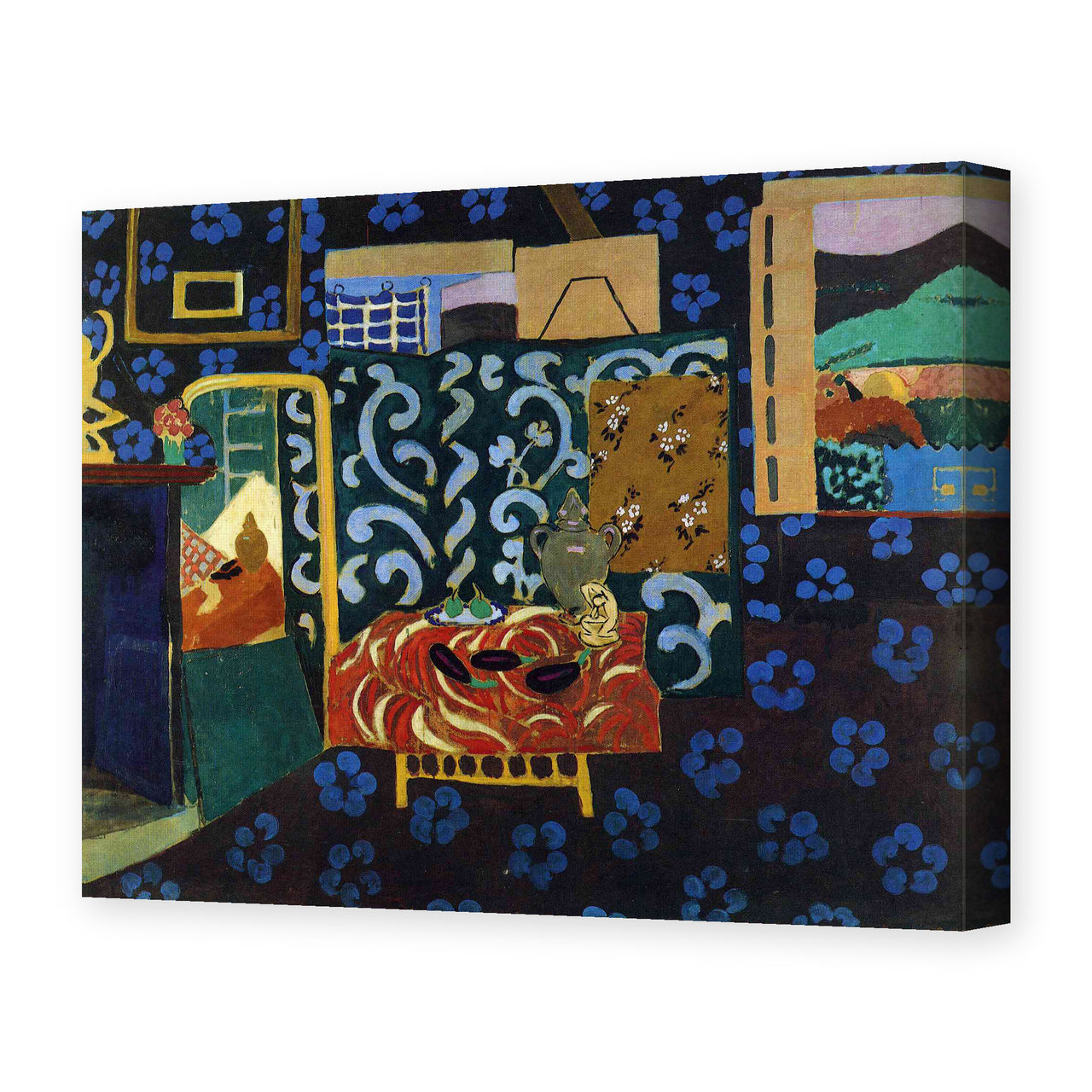 Henri Matisse's Still Life with Aubergines painting reproduced as a gallery-wrapped canvas print