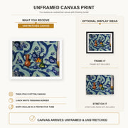 Henri Matisse - Still Life with Blue Tablecloth canvas print size comparison and framing display infographic