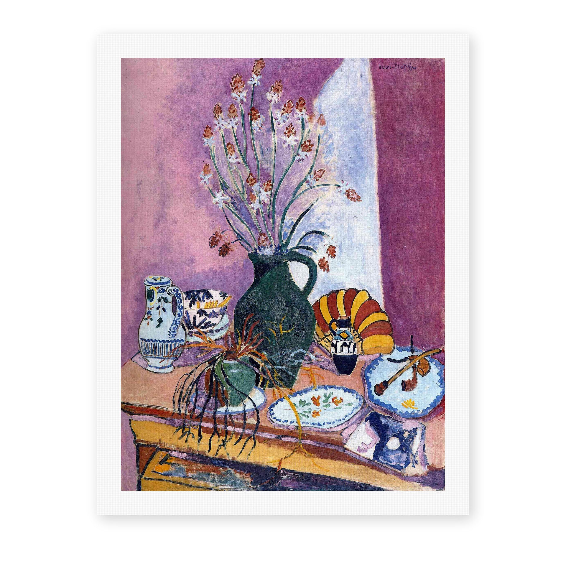 Henri Matisse's Still Life with Flowers painting reproduced as a rolled canvas print