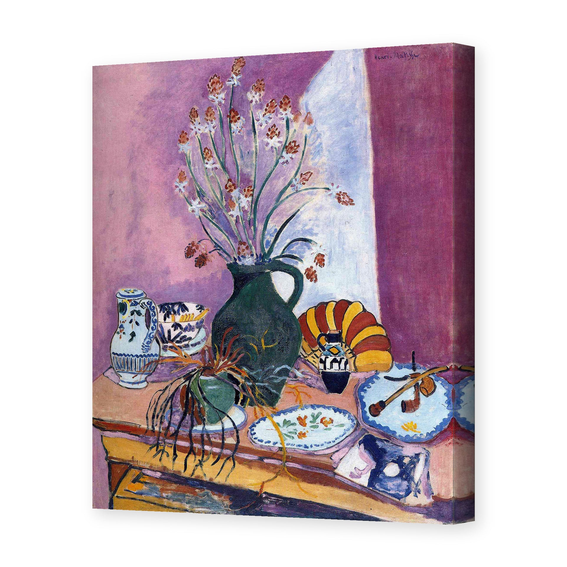 Henri Matisse's Still Life with Flowers painting reproduced as a gallery-wrapped canvas print
