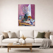 Gallery-wrapped canvas print of Henri Matisse's Still Life with Flowers hanging in a living room, view 2