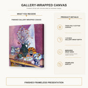 Henri Matisse - Still Life with Flowers gallery wrap canvas construction and hanging details infographic