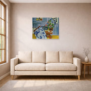 Unframed poster print of Henri Matisse's Still Life with Geraniums displayed in a living room, view 1