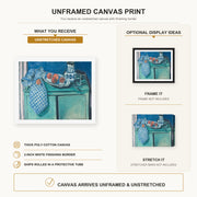 Henri Matisse - Still Life with Green Sideboard canvas print size comparison and framing display infographic