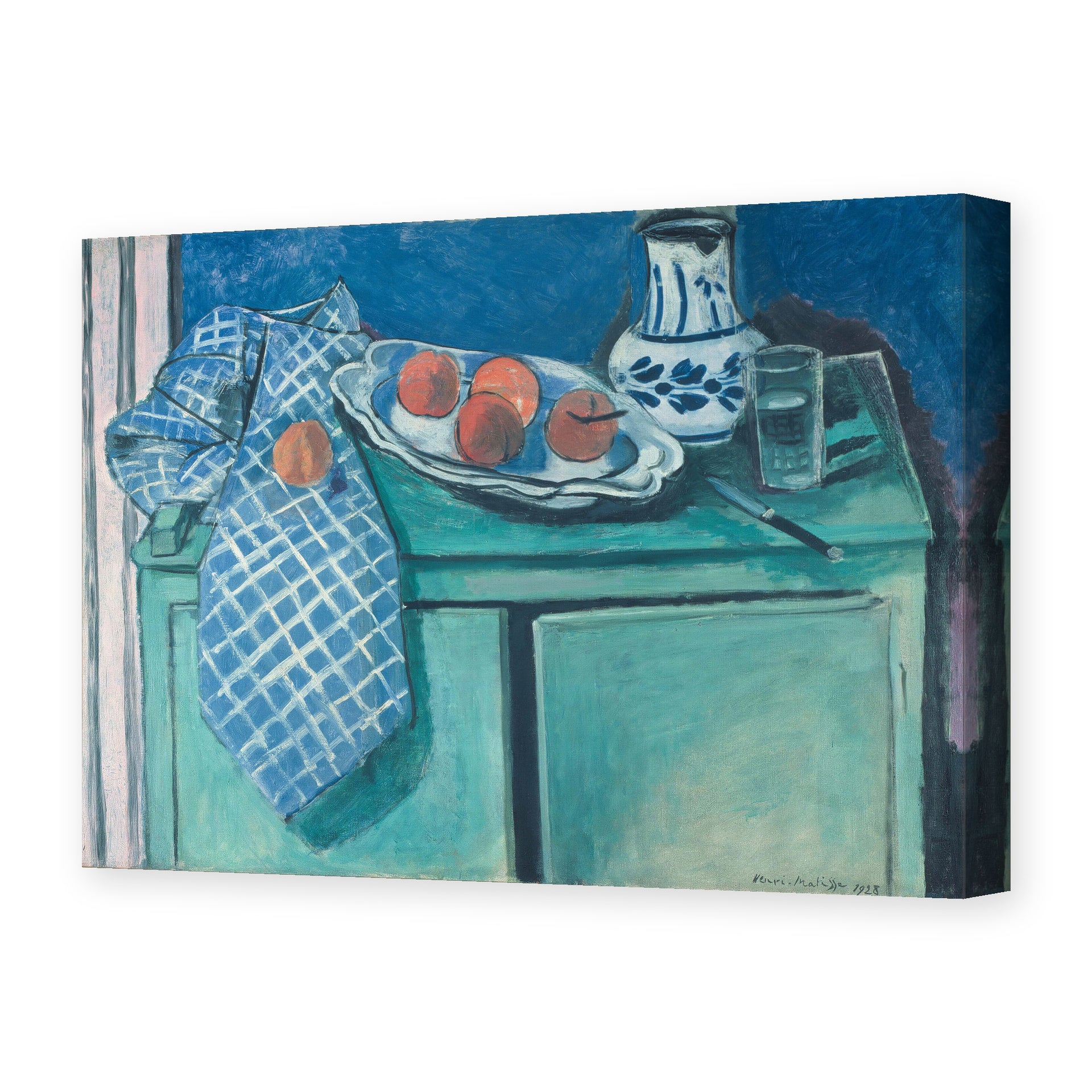 Henri Matisse's Still Life with Green Sideboard painting reproduced as a gallery-wrapped canvas print