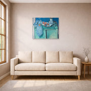 Unframed poster print of Henri Matisse's Still Life with Green Sideboard displayed in a living room, view 1