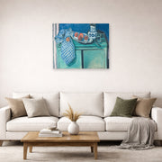 Unframed poster print of Henri Matisse's Still Life with Green Sideboard displayed in a living room, view 2