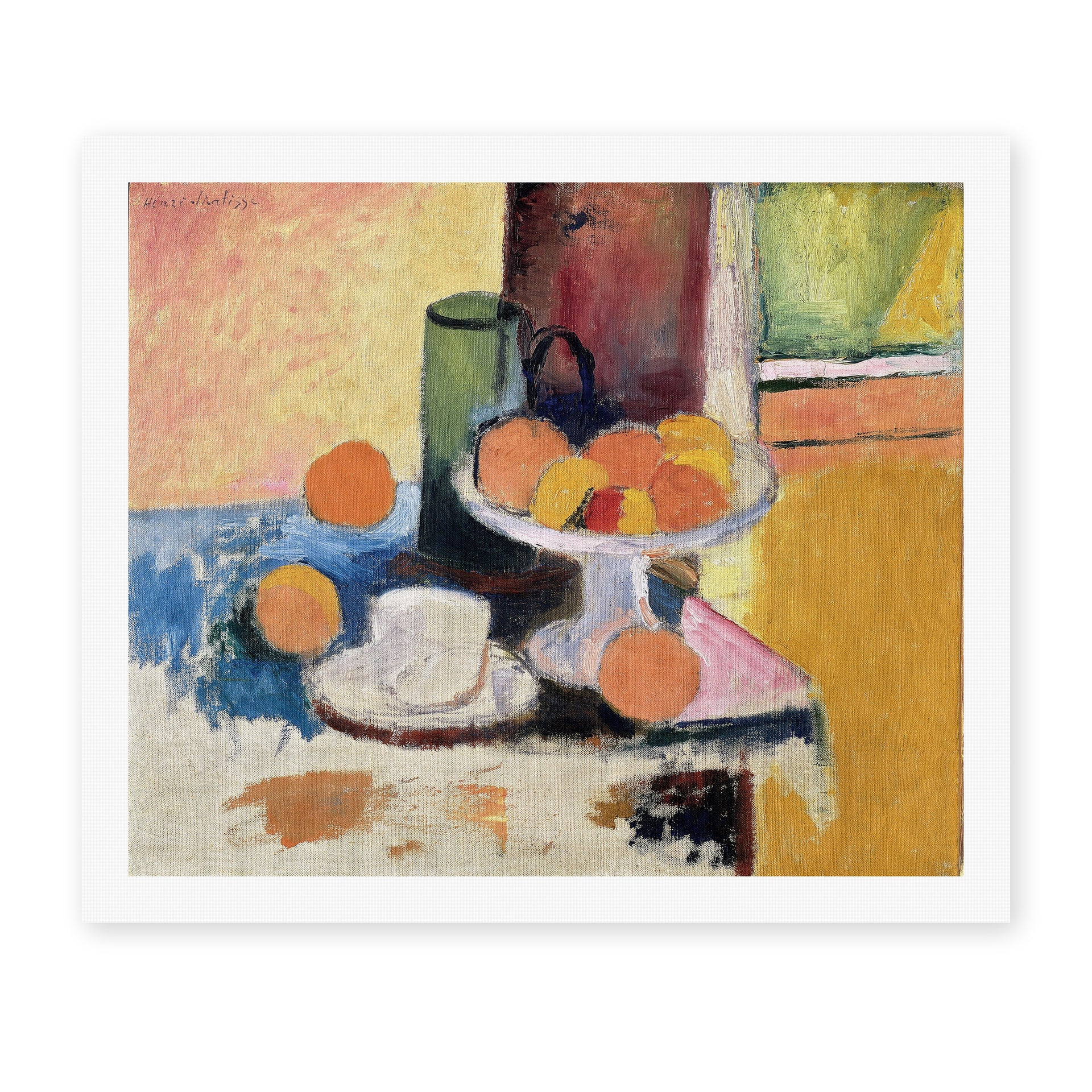 Henri Matisse's Still Life with Oranges painting reproduced as a rolled canvas print