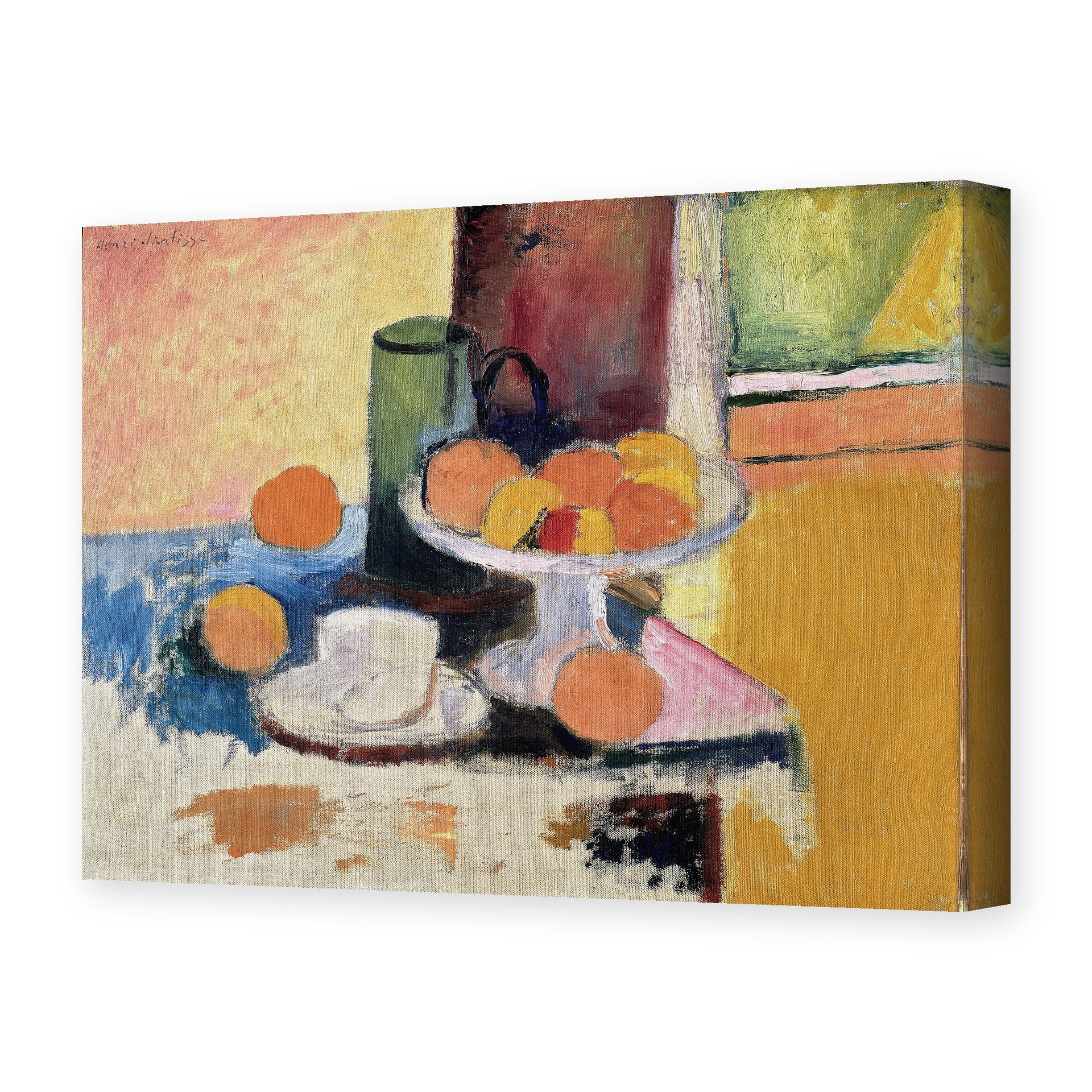 Henri Matisse's Still Life with Oranges painting reproduced as a gallery-wrapped canvas print