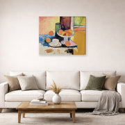 Gallery-wrapped canvas print of Henri Matisse's Still Life with Oranges hanging in a living room, view 2