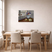 Gallery-wrapped canvas print of Henri Matisse's Still Life with Pascal's Pensees hanging on a dining room wall