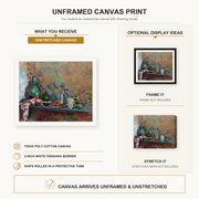 Henri Matisse - Still Life with Purro canvas print size comparison and framing display infographic